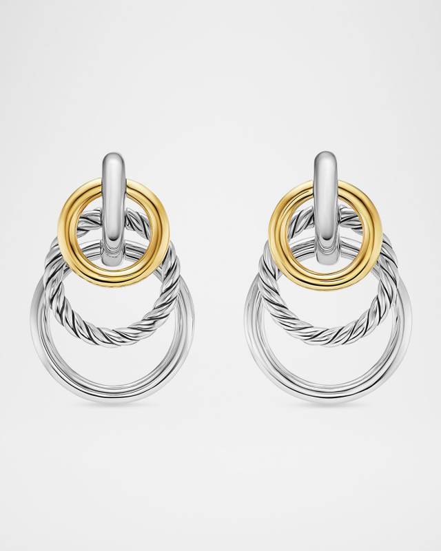 DY Mercer Triple Ring Earrings in Silver with 18K Gold, 35mm
